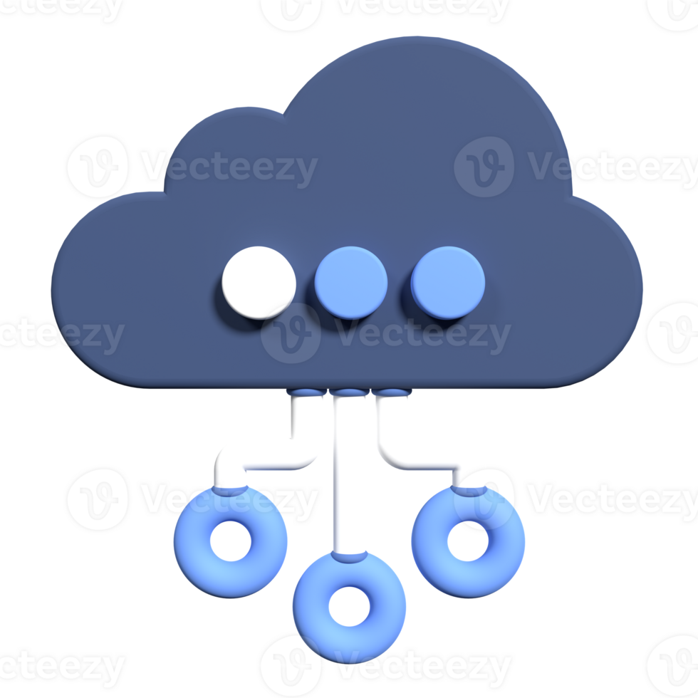 3d cloud computing technology. Cloud storage technology and online data storage. 3d render illustration png