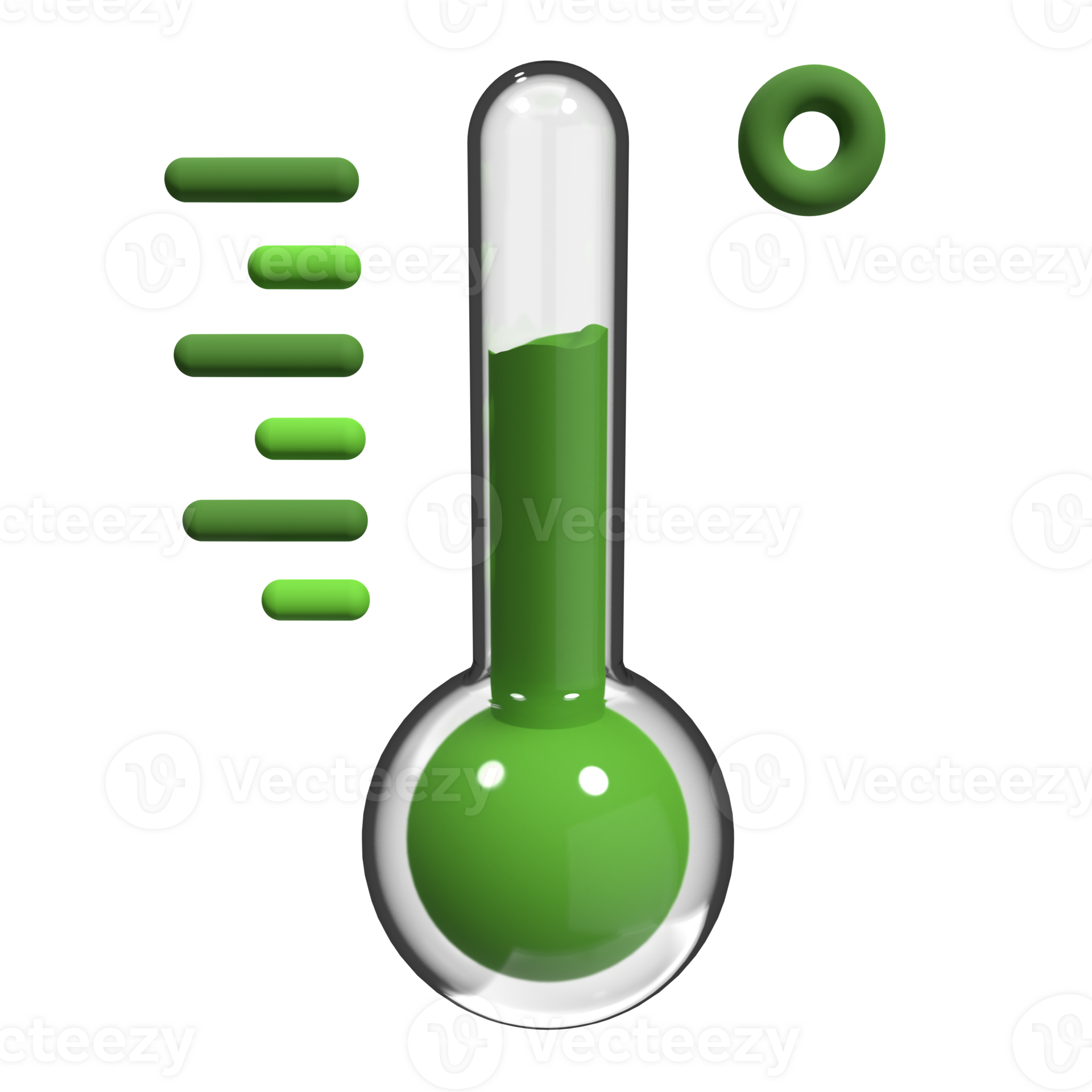 3d render of thermometer. 3d glass thermometer. Ecology theme. 3d