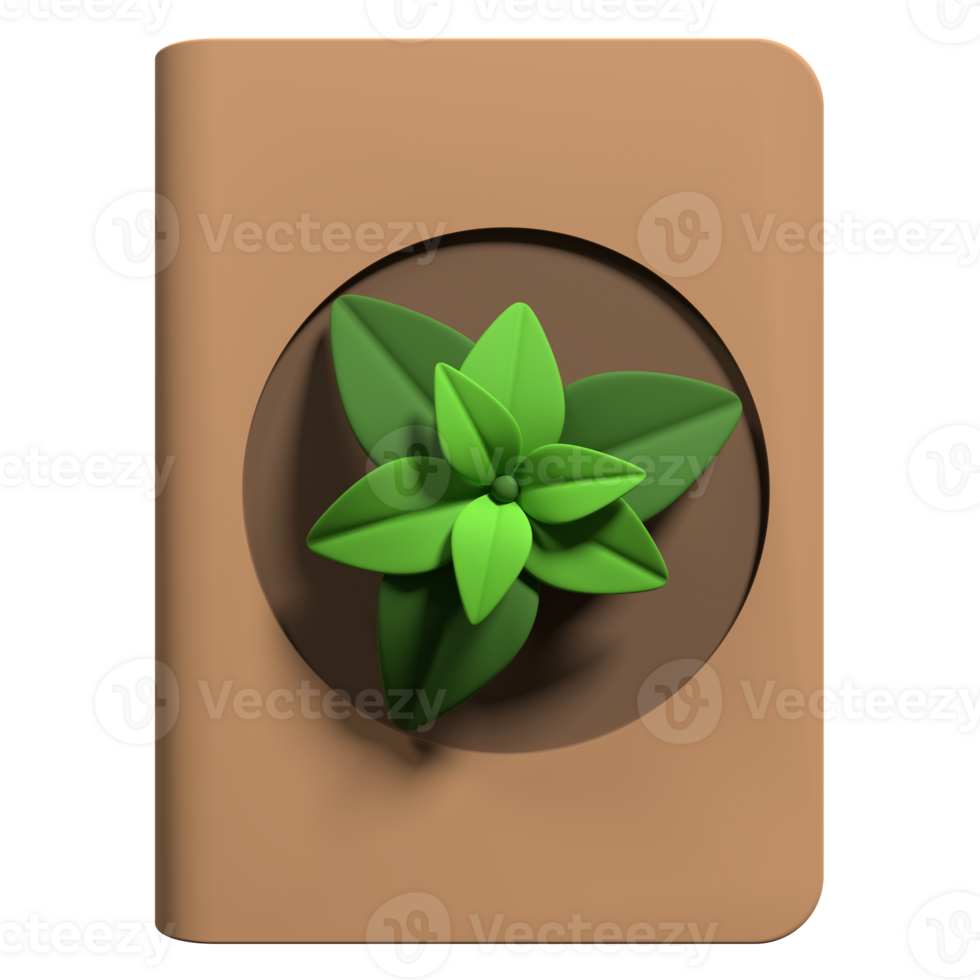 Ecology book 3d render icon. 3d render book icon. 3d rendering illustration png