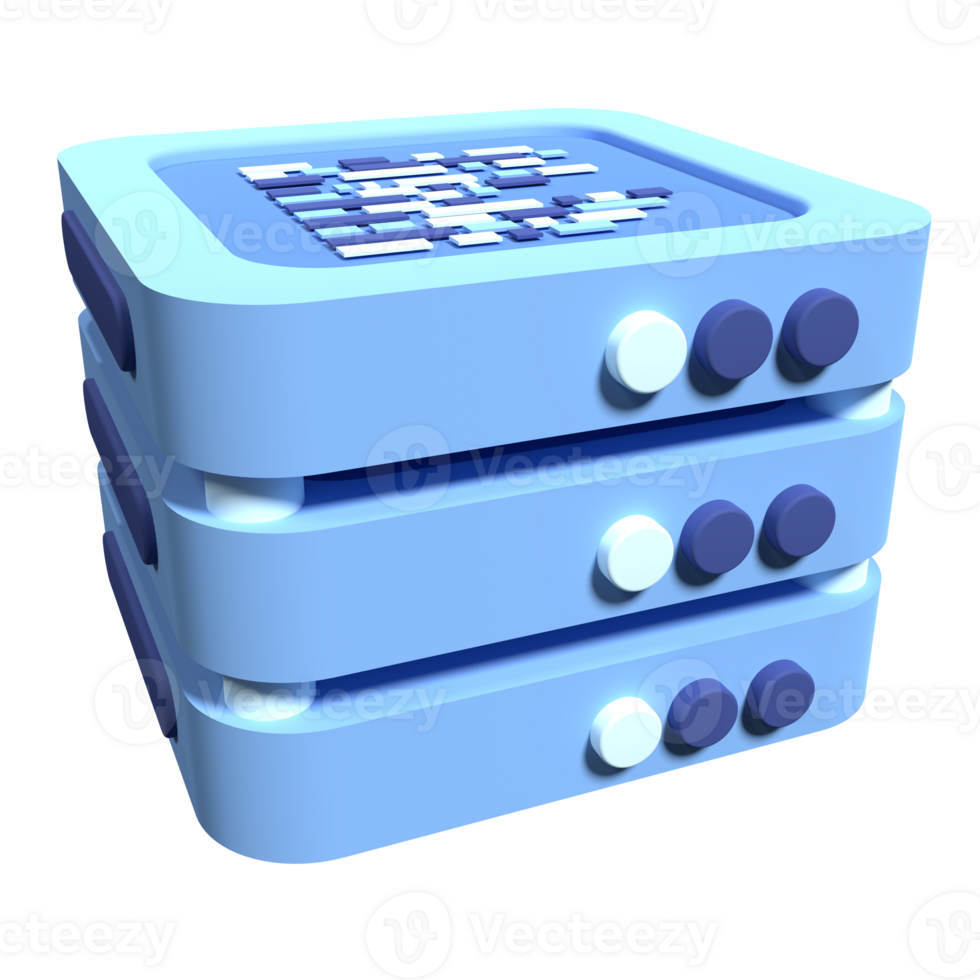 3D server icon. Computer server 3d render icon. Cloud computing. 3d render illustration png
