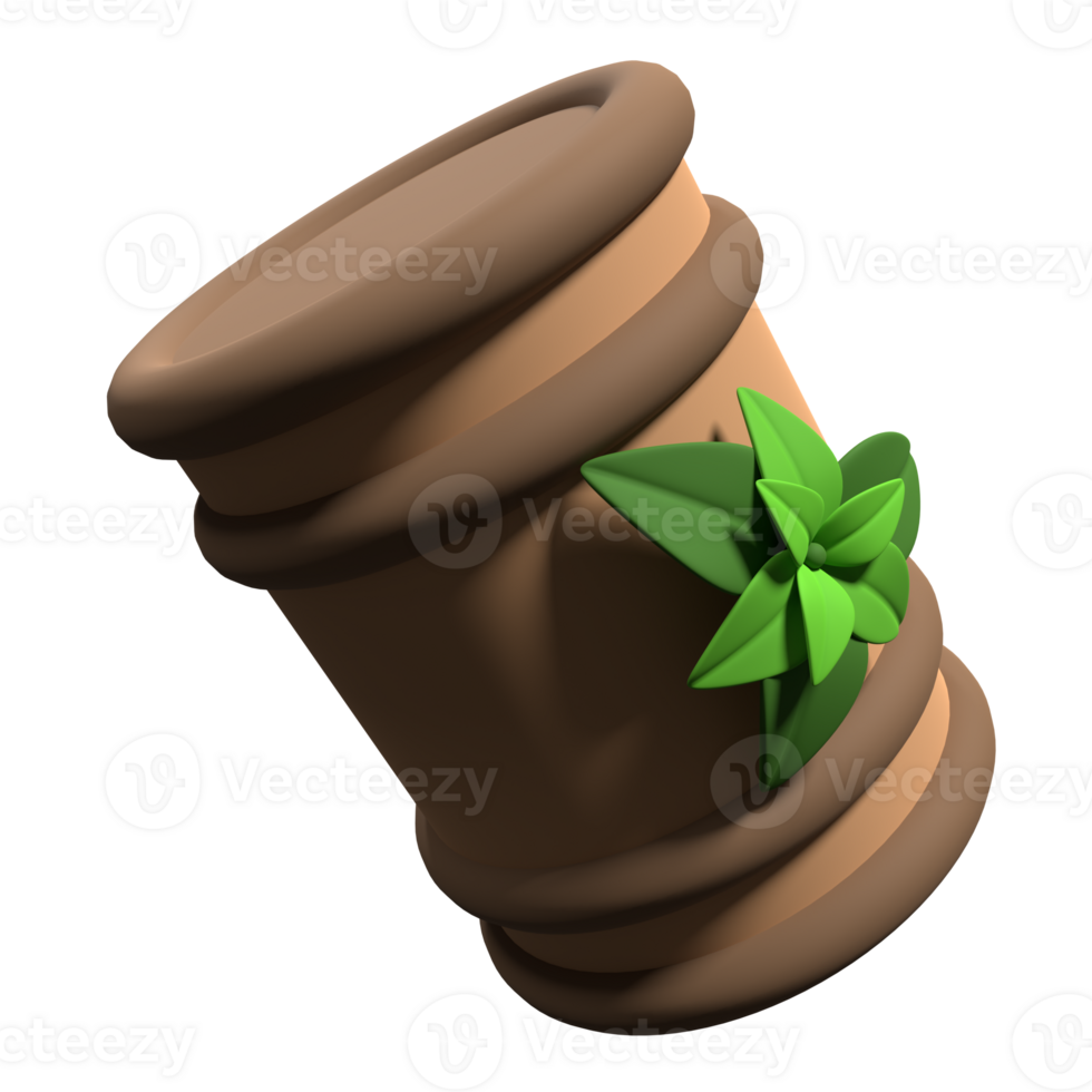 3d rendering barrel of bio fuel. Bio fuel barrel icon. Sustainable energy concept. 3d render illustration png