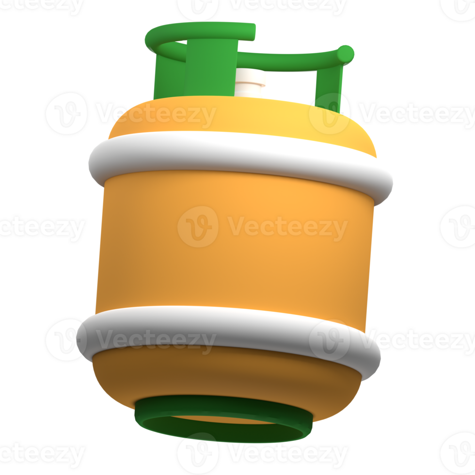 Gas cylinder in 3d render design. Fuel gas tank. 3d rendering illustration png