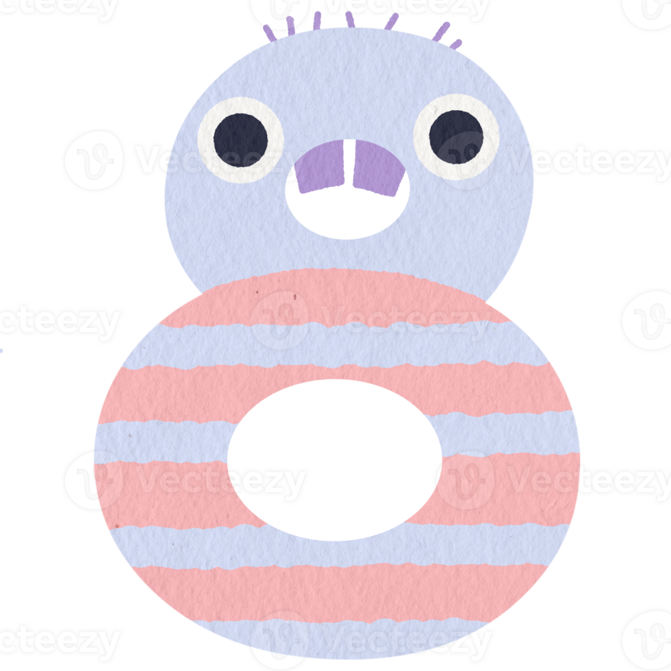 Cute monster number 8 png