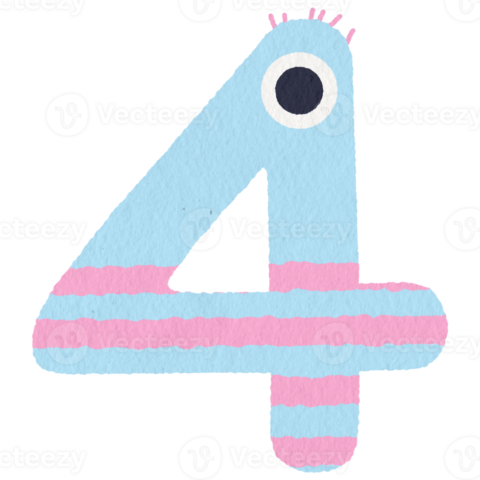 Cute monster number 4 png