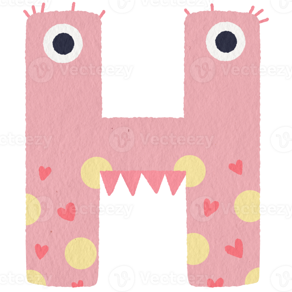 Monster alphabet letter H png