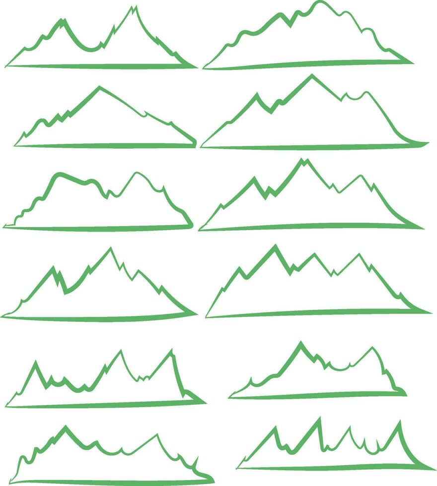 mountain silhouette icons pack vector