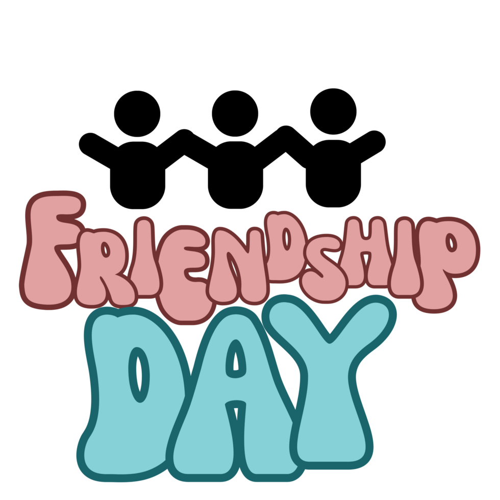 International Friendship Day text typography, calligraphy, lettering inscription clipart on transparent background, Friendship Day, World Friendship Day, International Day of the Friends digital art png