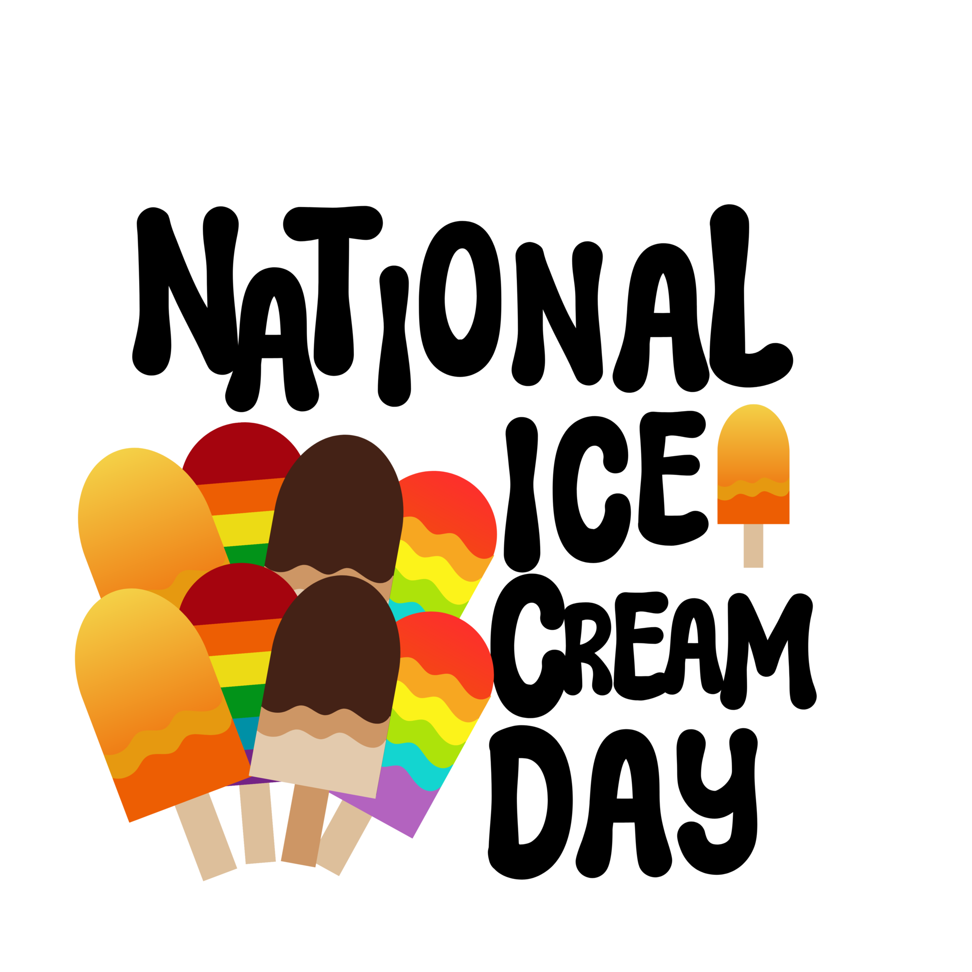 National Ice Cream Day text typography, calligraphy, lettering