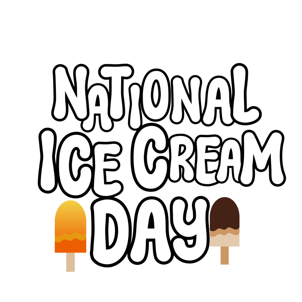 National Ice Cream Day text typography, calligraphy, lettering