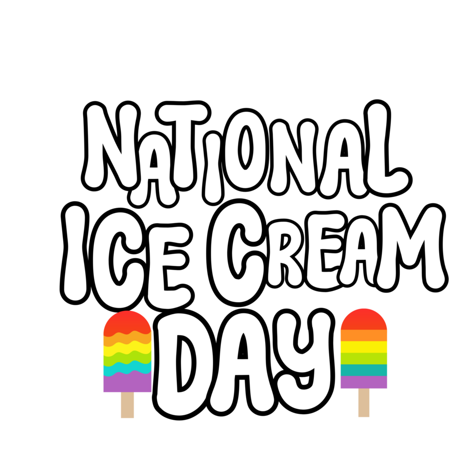 National Ice Cream Day text typography, calligraphy, lettering