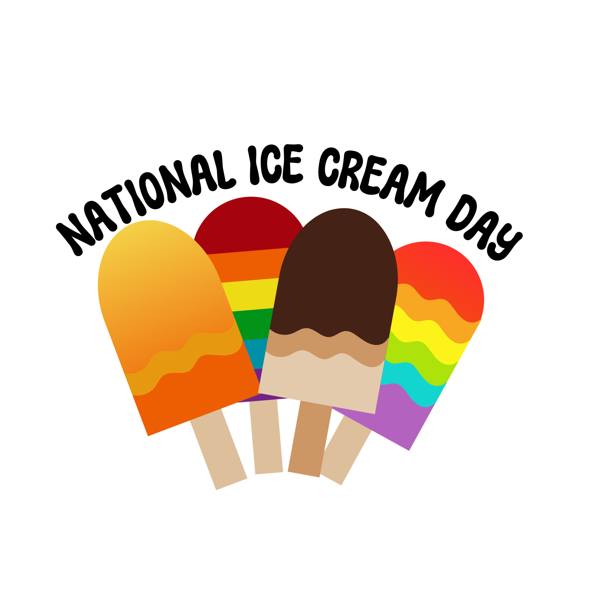 National Ice Cream Day text typography, calligraphy, lettering inscription clipart on