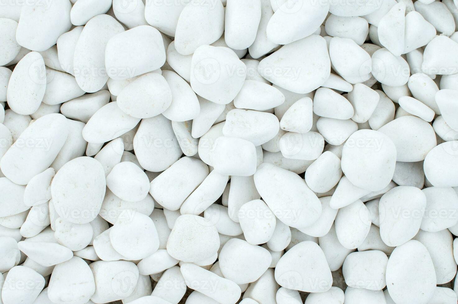 Pure texture of white pebbles. Small stones on the ground. Top view of the natural colorful gravel photo