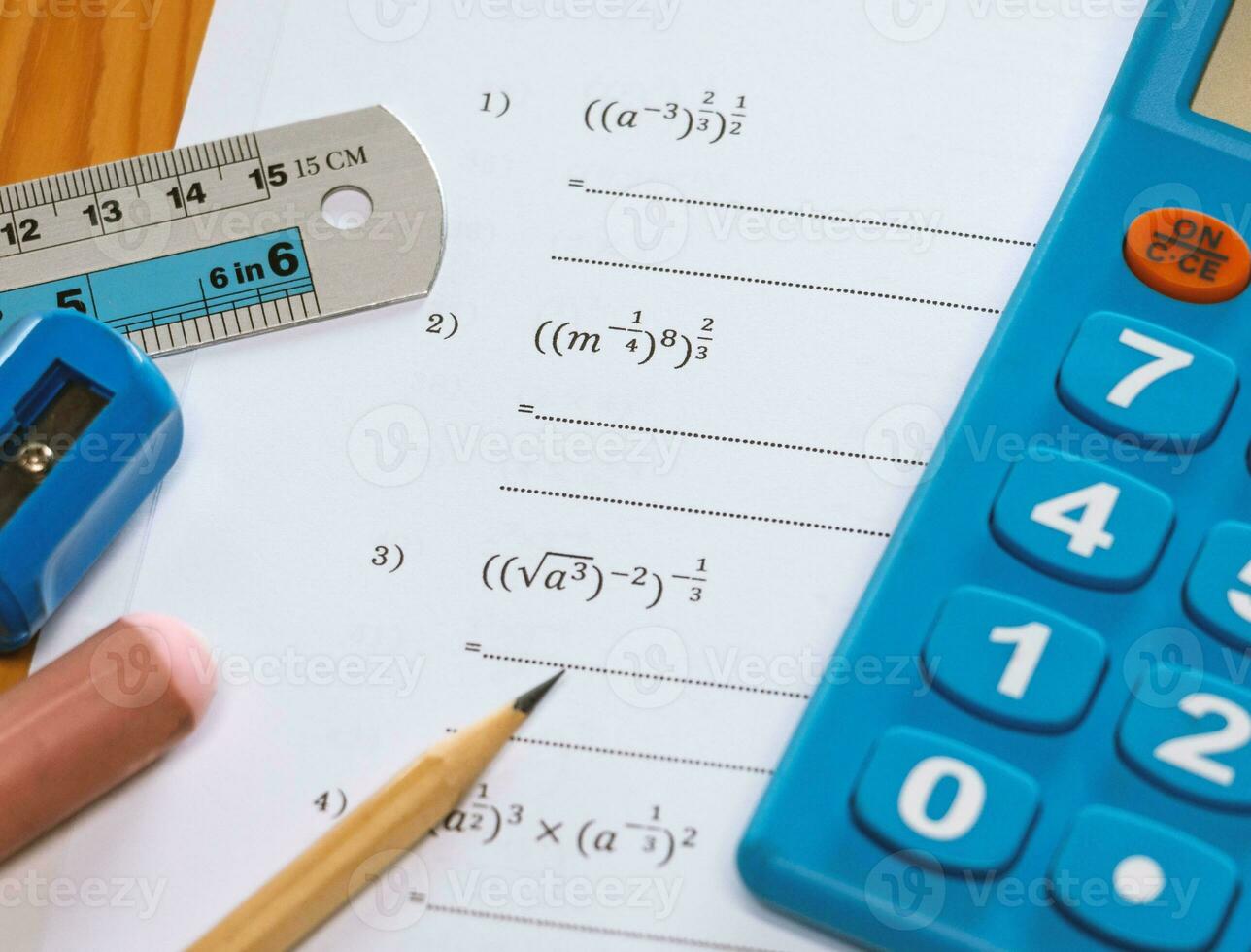 math problems on desk in class photo