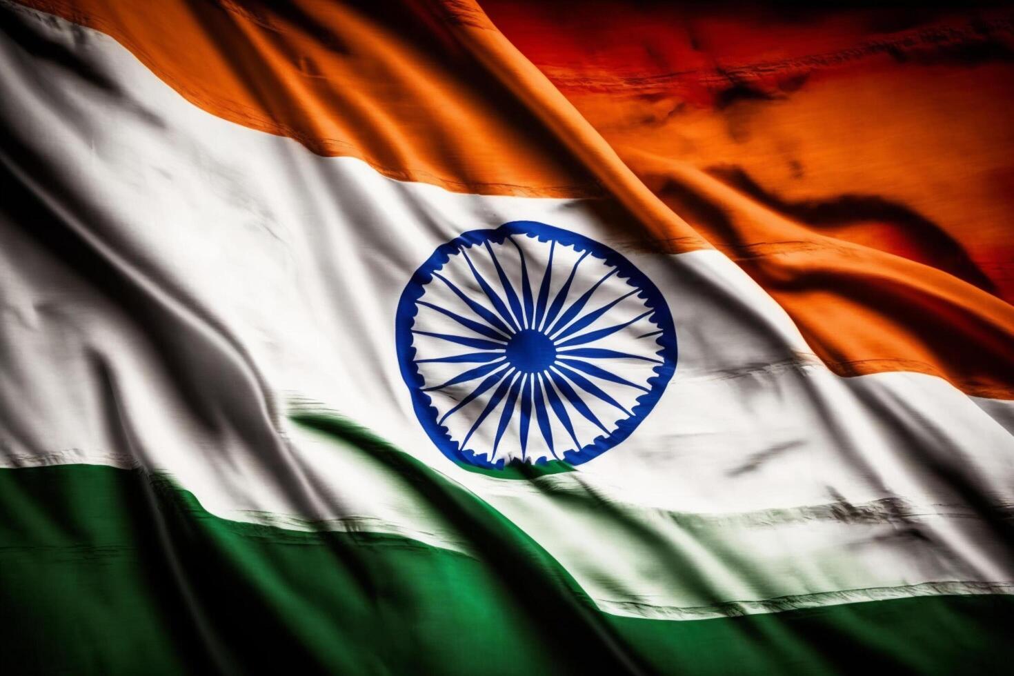 Realistic of the waving india flag with interisting texture. Waving of national india flag. India flag background design for independence day and other celebration. Flag of india by photo