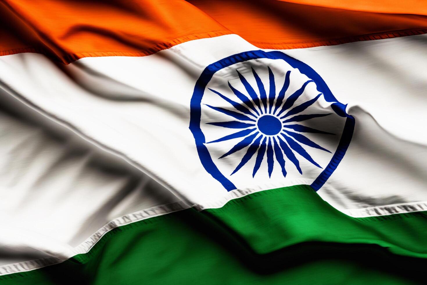 Realistic of the waving india flag with interisting texture. Waving of national india flag. India flag background design for independence day and other celebration. Flag of india by photo