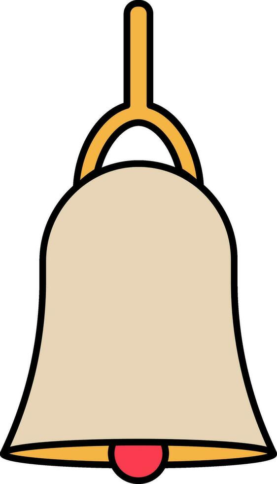 Isolated Bell icon in brown and yellow color. vector