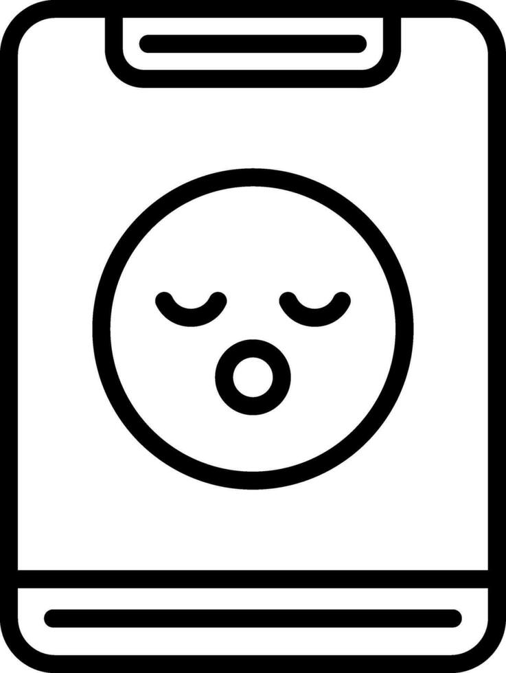 línea Arte ilustración de bebé cara en teléfono inteligente icono. vector