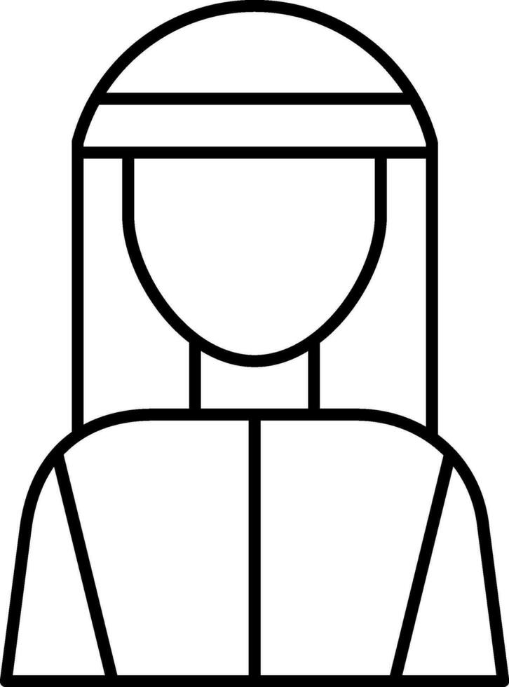 Line art illustration of Arabic man icon. vector