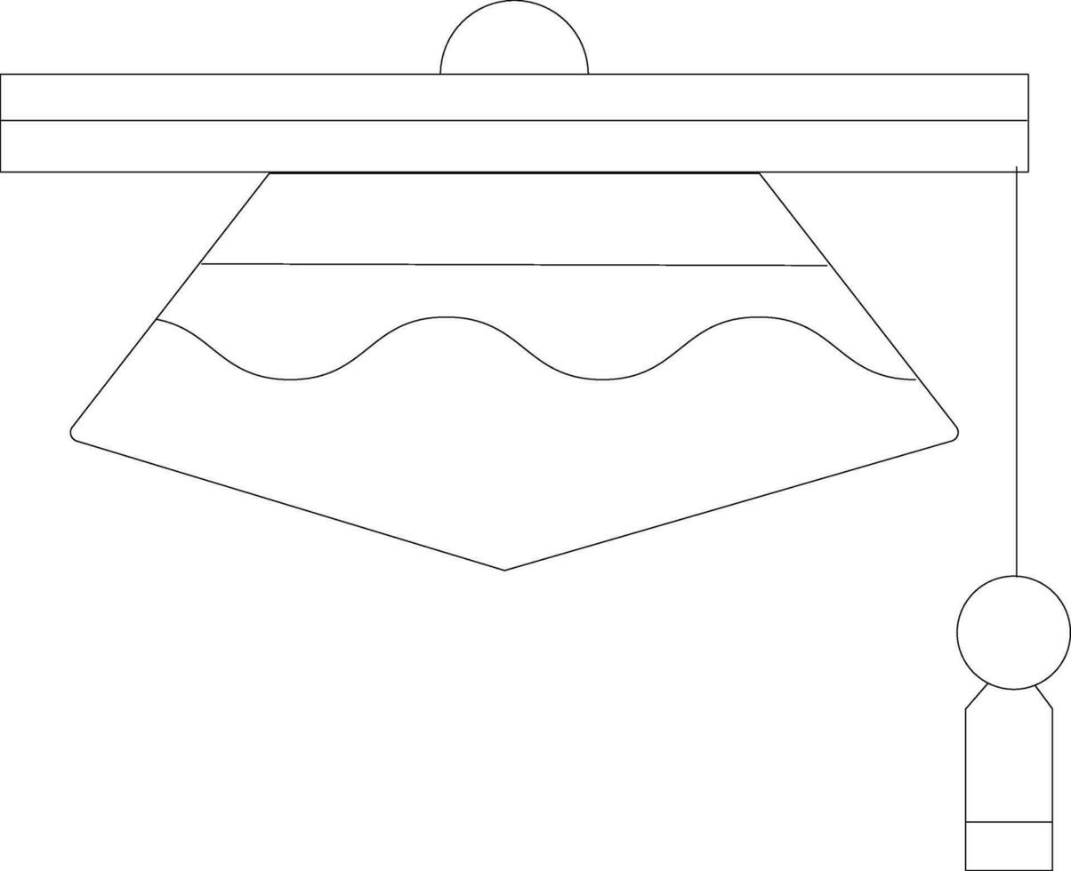 Black line art judge hat icon. vector