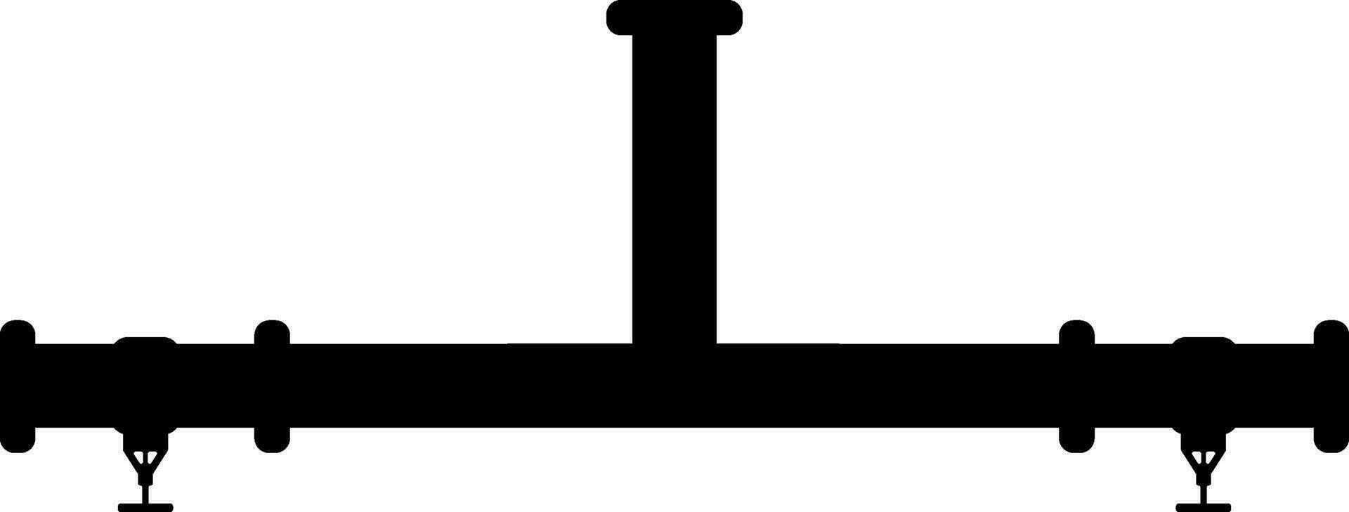 Pipeline supply icon with globe valves in black color. vector
