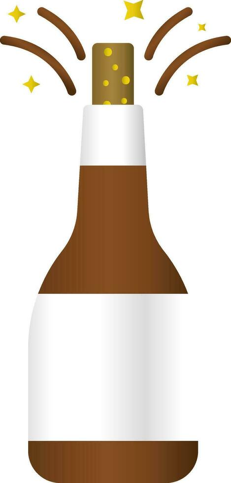 champán botella con estrellas icono blanco y marrón icono vector