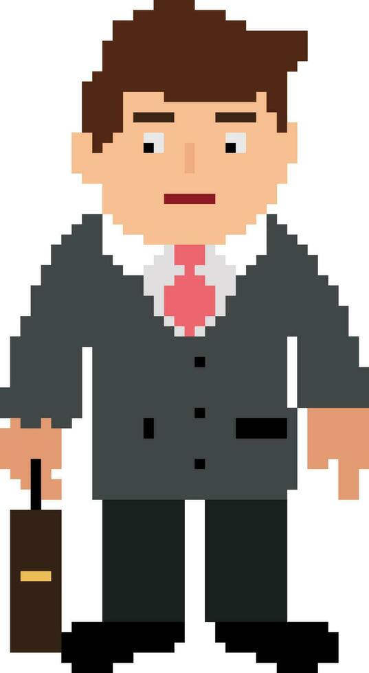 Pixel art illustration of businessman. vector