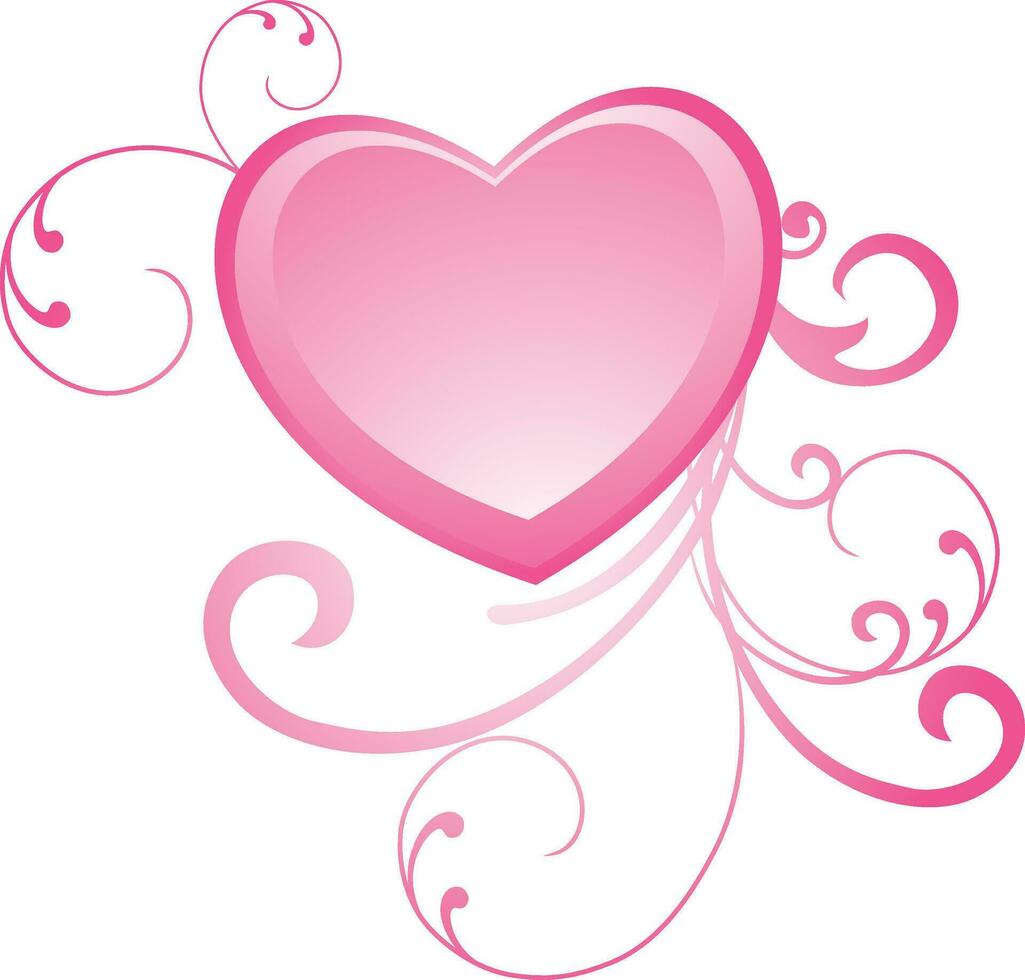 Floral design decorated pink heart. vector