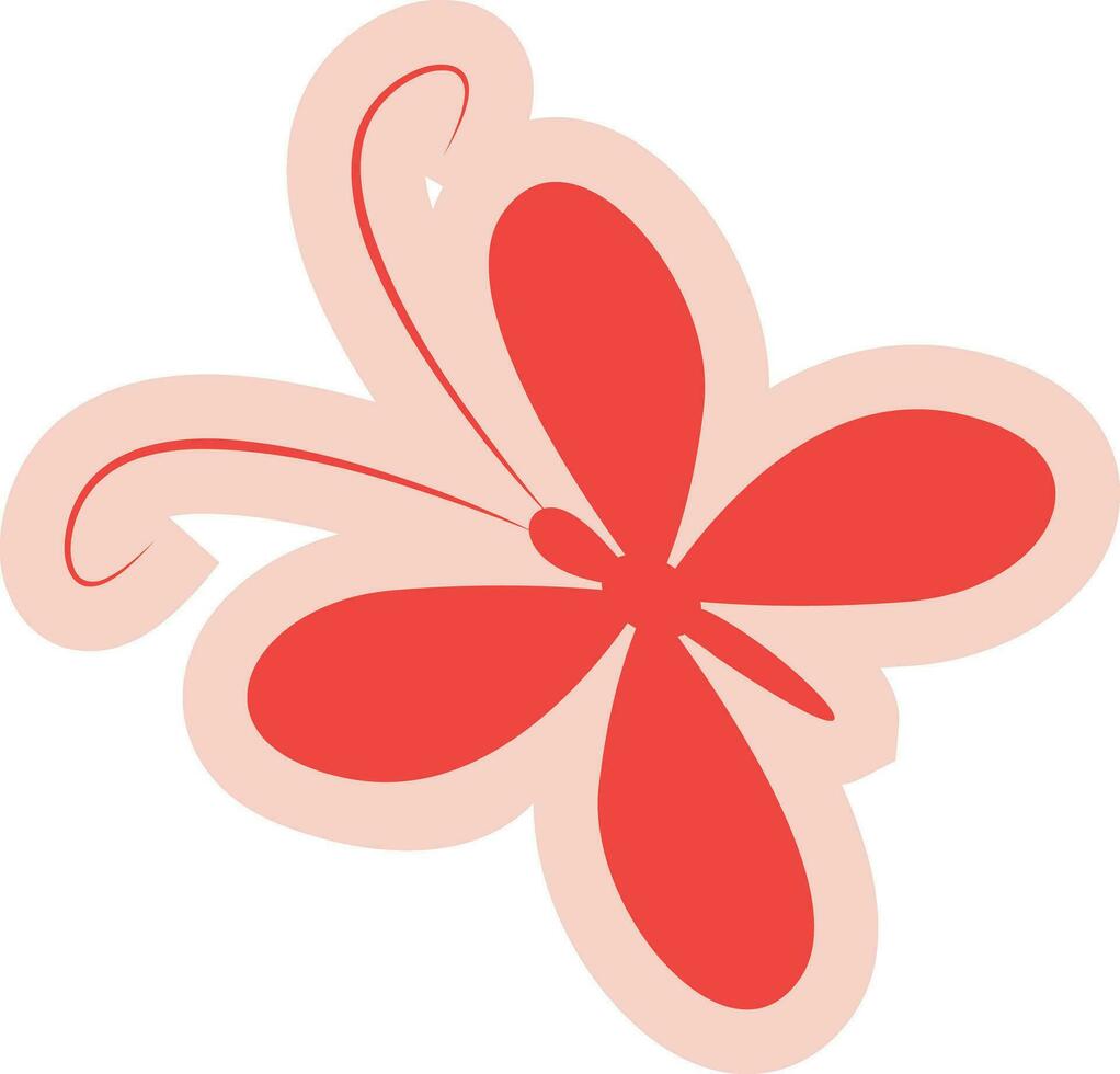 Flat style butterfly in red color. vector