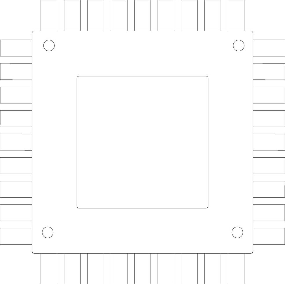 plano línea Arte icono de procesador chip. vector