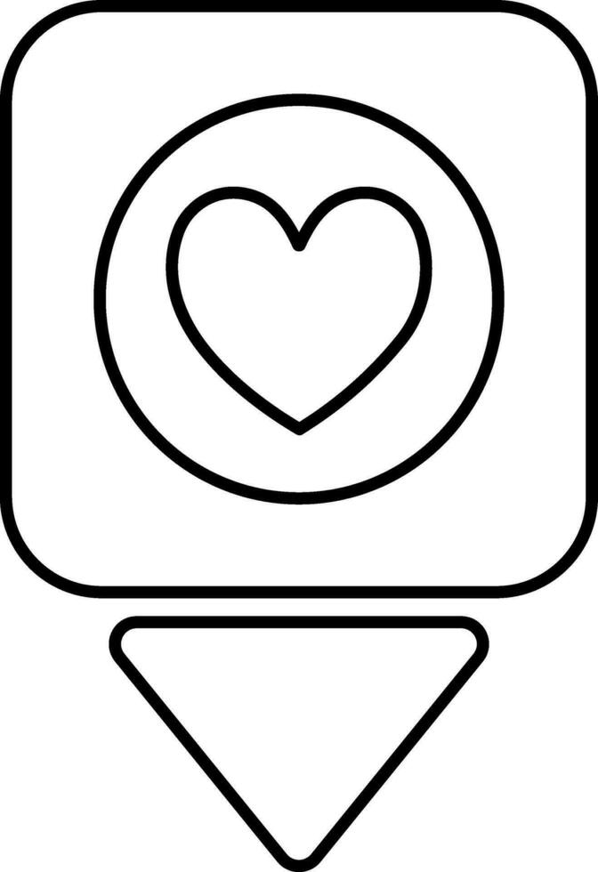 Favorite location sign, map pin with heart icon. vector