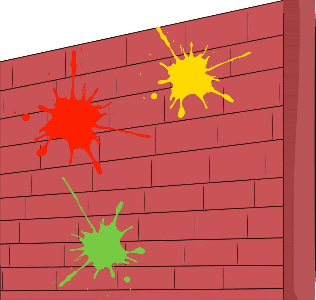 Brick wall with colorful splash. vector