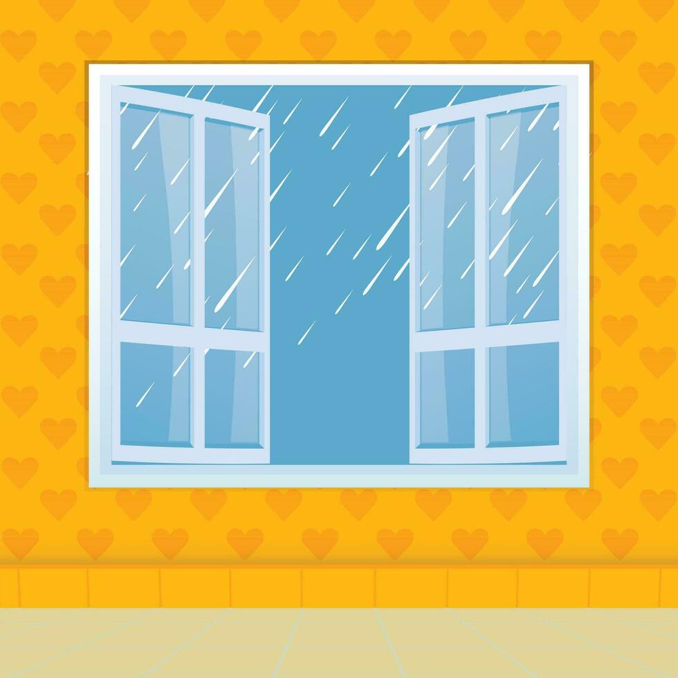 Beautiful scenery from windows in rainy season. vector