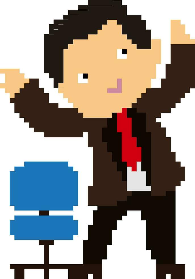 Pixel art illustration of businessman. vector