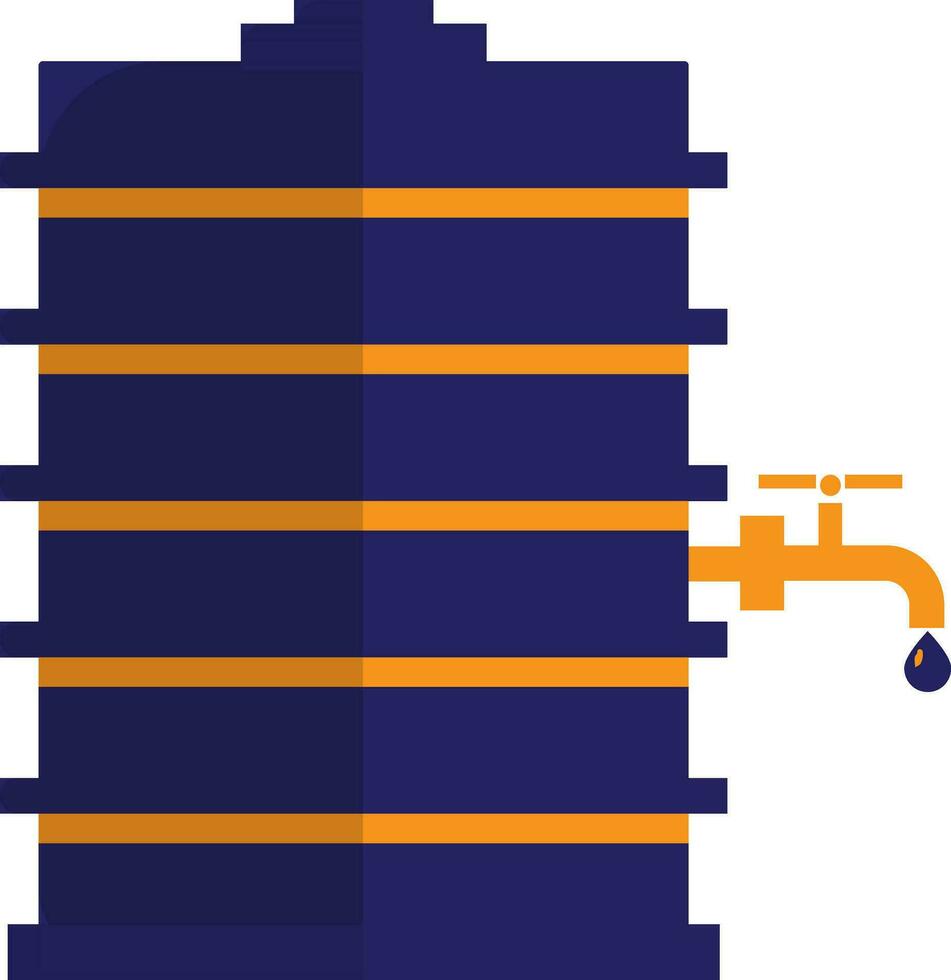 Blue and yellow water tank. vector