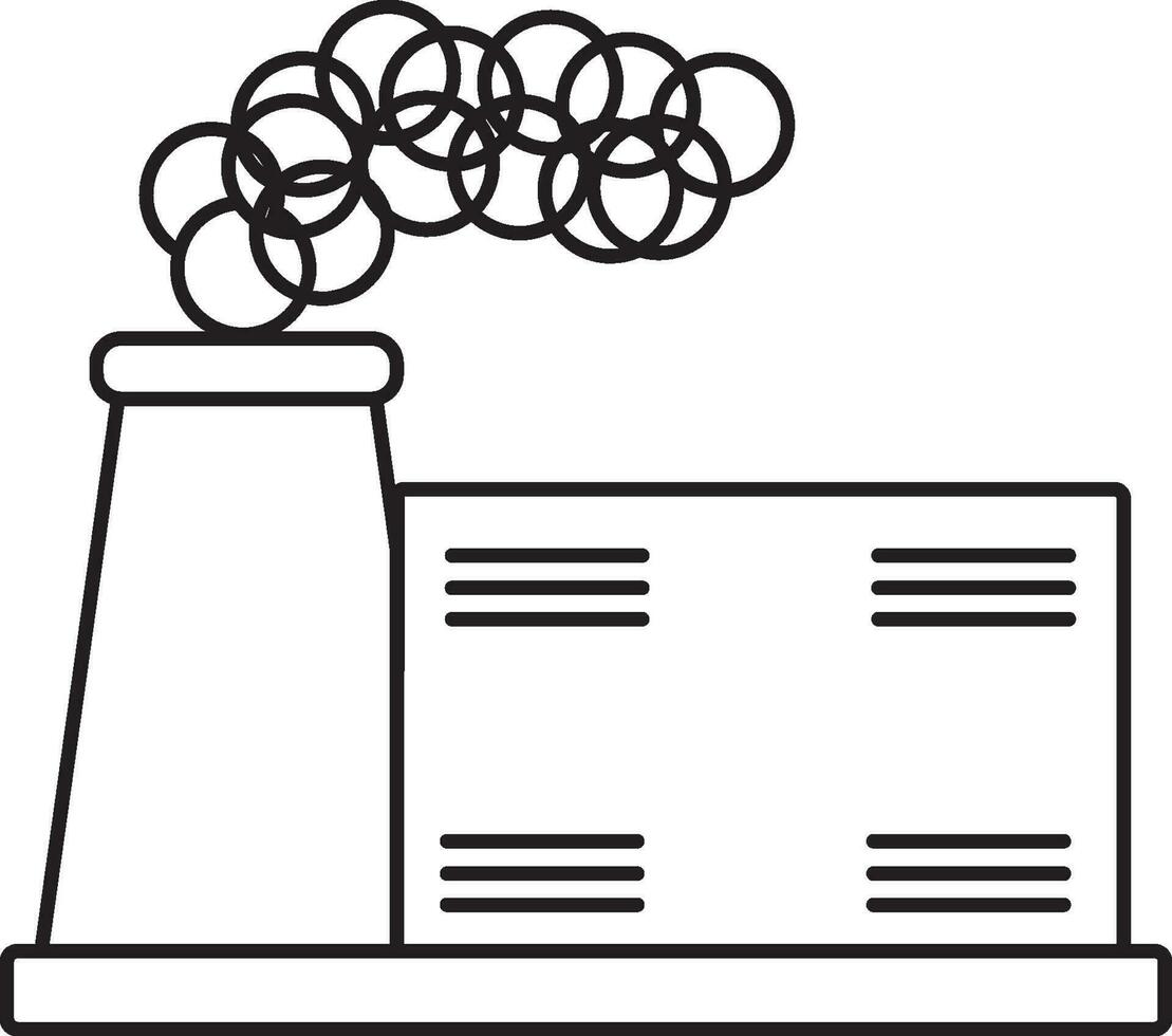 Flat style thin line pictogram of factory. vector