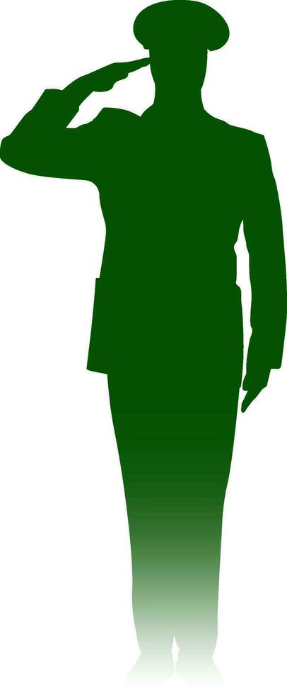 Green illustration of saluting Army Officer. vector