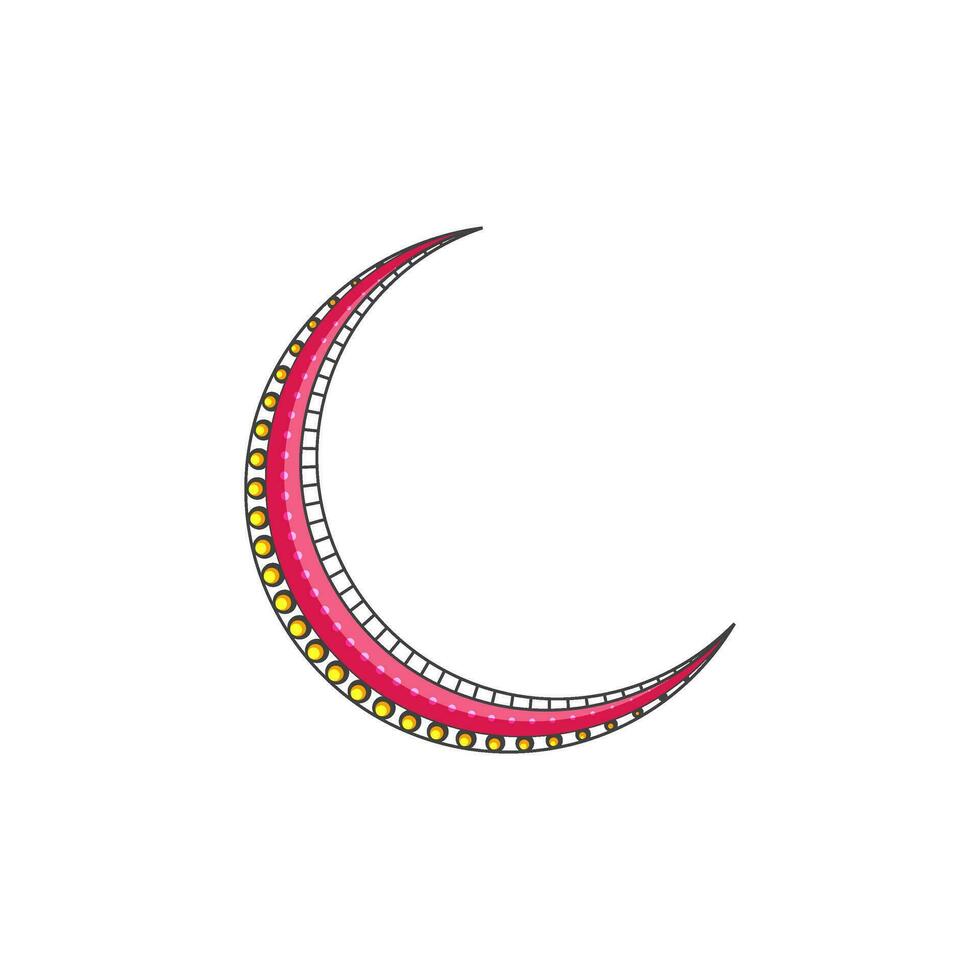 Glossy pink moon on white background. vector