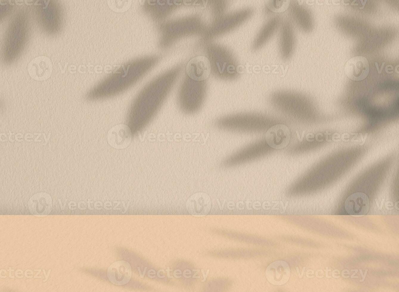 Autumn background,Studio background with Leaves shadow on cement wall texture,Product Display with branches leaves shadow on Beige Concrete wall,Orange Floor,Concept for Fall season backdrop banner photo