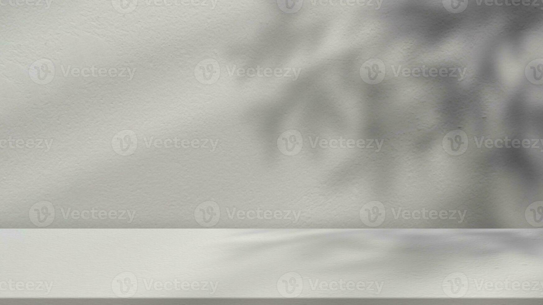 Studio background,Leaves shadow with sunbeam reflection on grey concrete wall background,Empty White Studio Room with abstract light on Cement floor,Backdrop display for product presentation photo