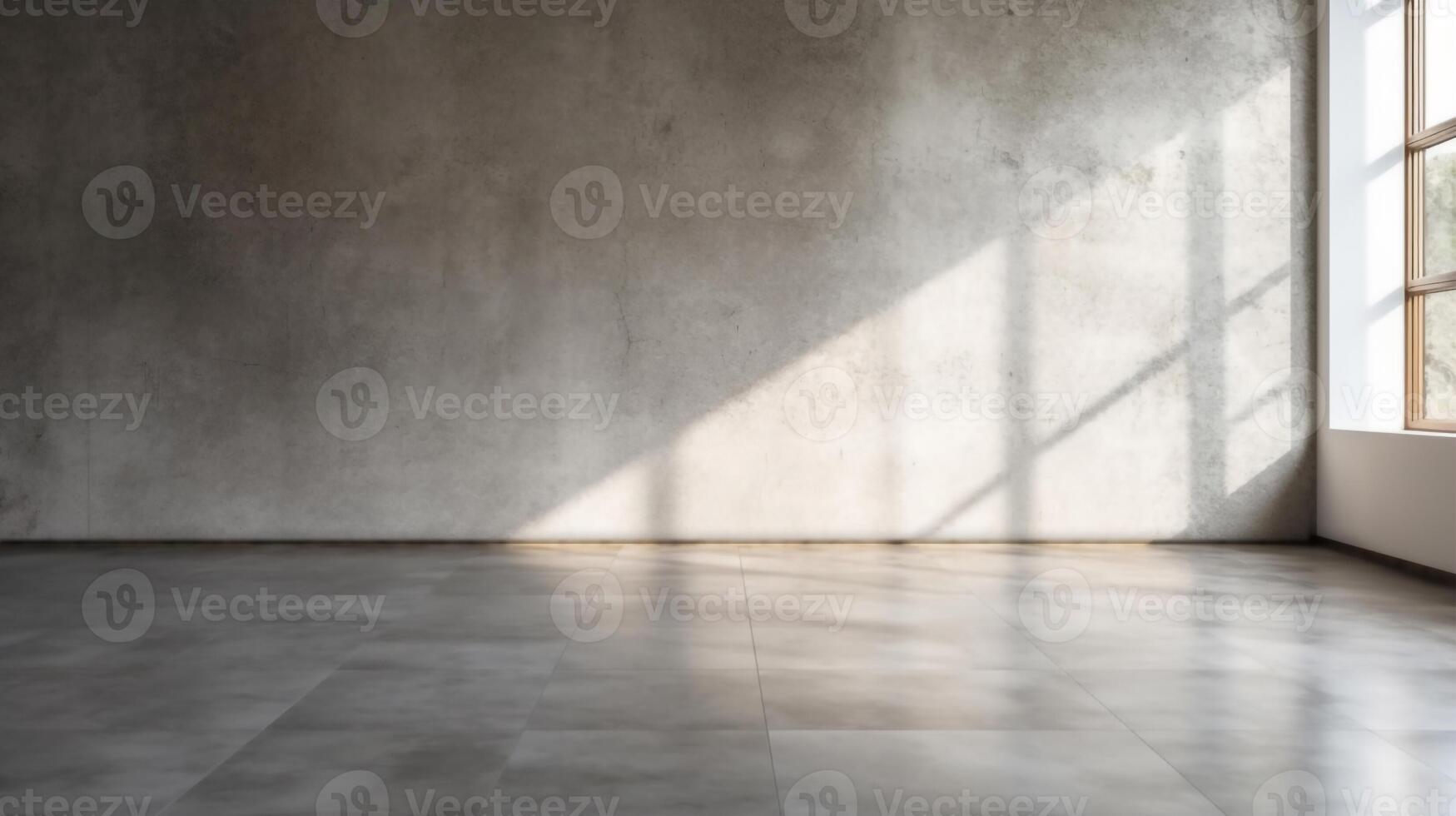 hormigón pared textura con sombra en cemento piso fondo,vacío gris estudio habitación con ventana reflexión, generativo ai foto