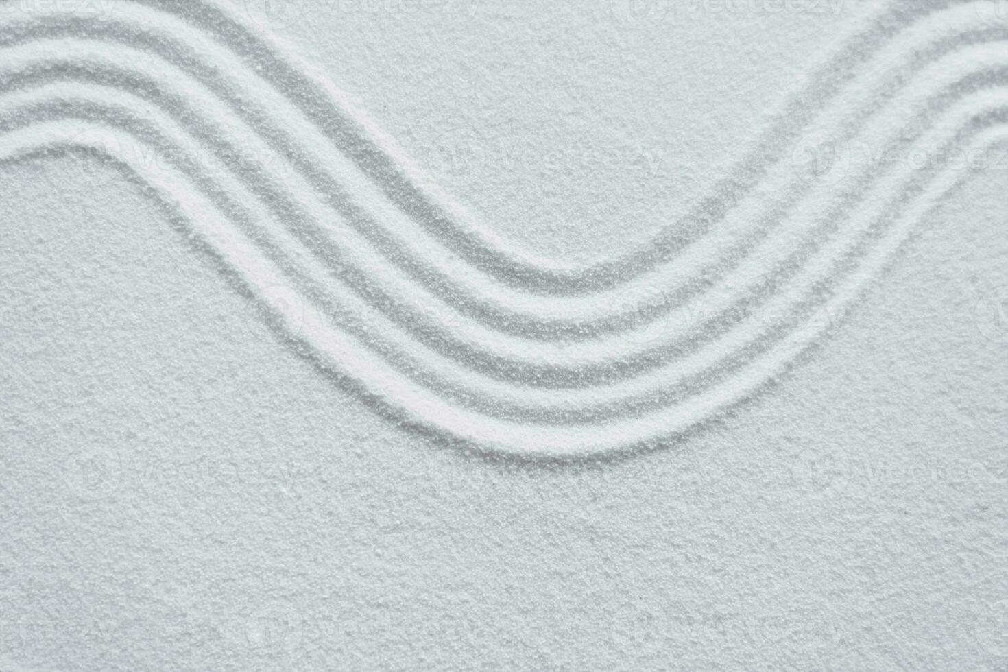 Japanese zen garden with line pattern in white sand, Sand texture with the wave parallel lines pattern,Harmony,Meditation,Zen like concept photo