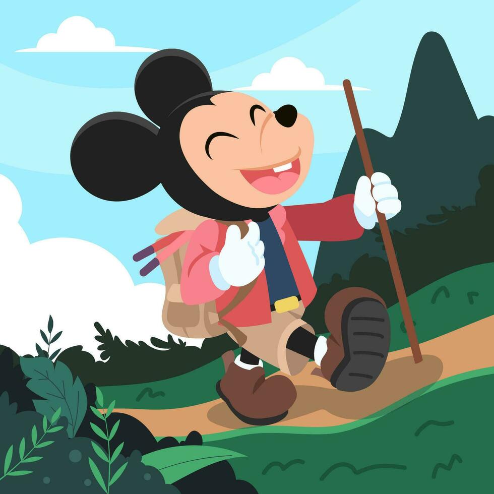 Cute Mouse in Solo Hiking vector