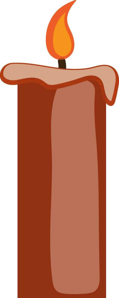 Illustration of brown burning candle. vector