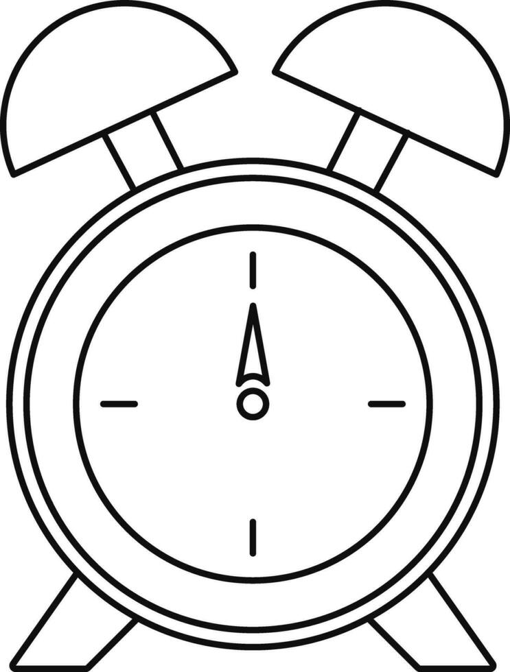 Flat style alarm clock made by black line art illustartion. vector