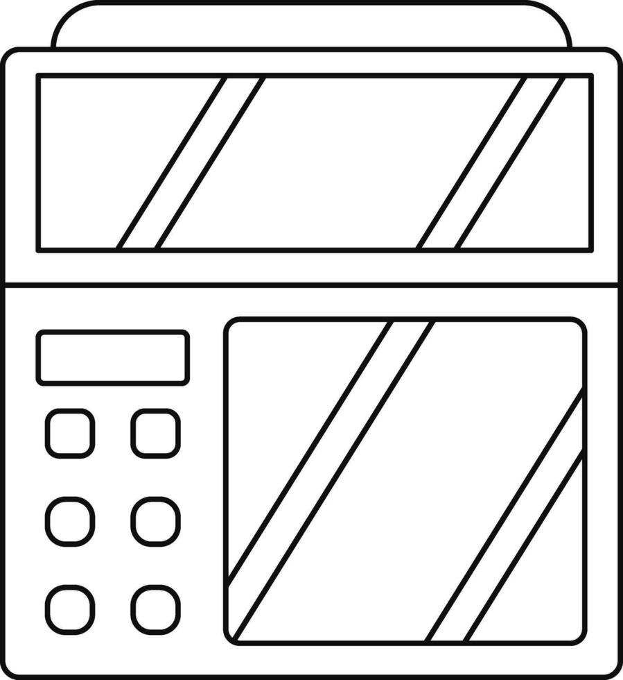 Stove oven in black line art illustration. vector