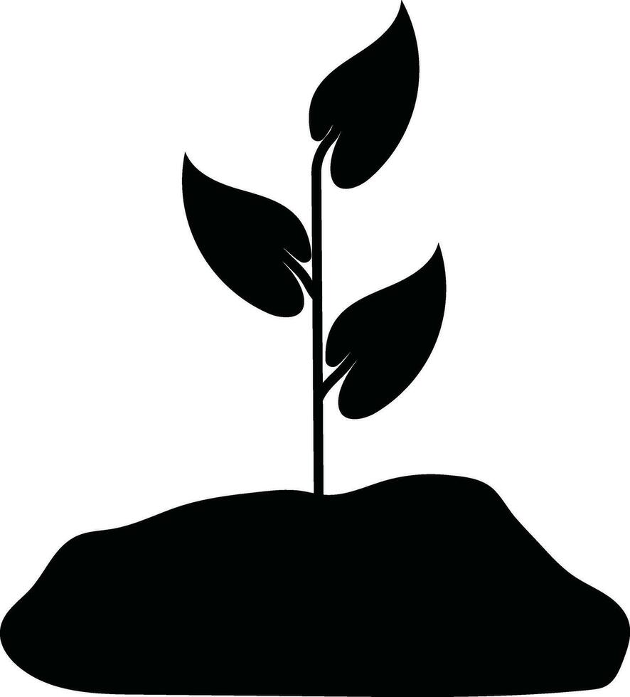 firmar de plantando icono en silueta. vector