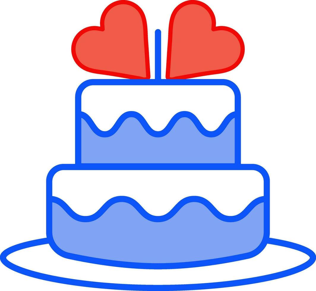 Beautiful Hearts Decorate Cake icon in flat style. vector