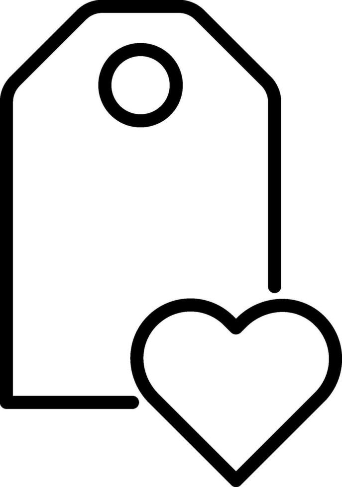 Line art illustration of Heart tag icon. vector