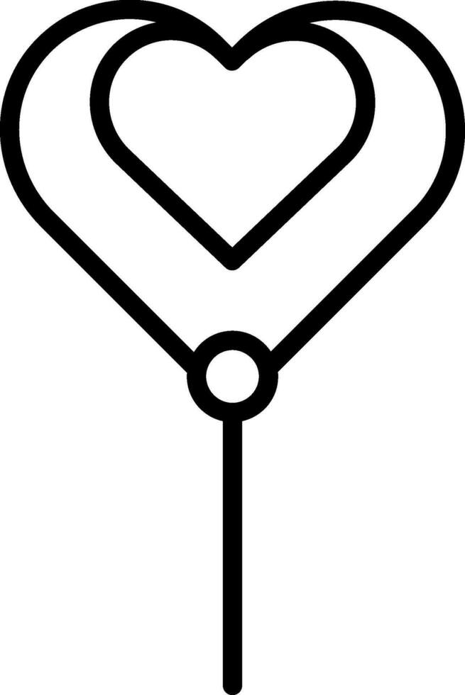 corazón forma pirulí icono en negro línea Arte. vector