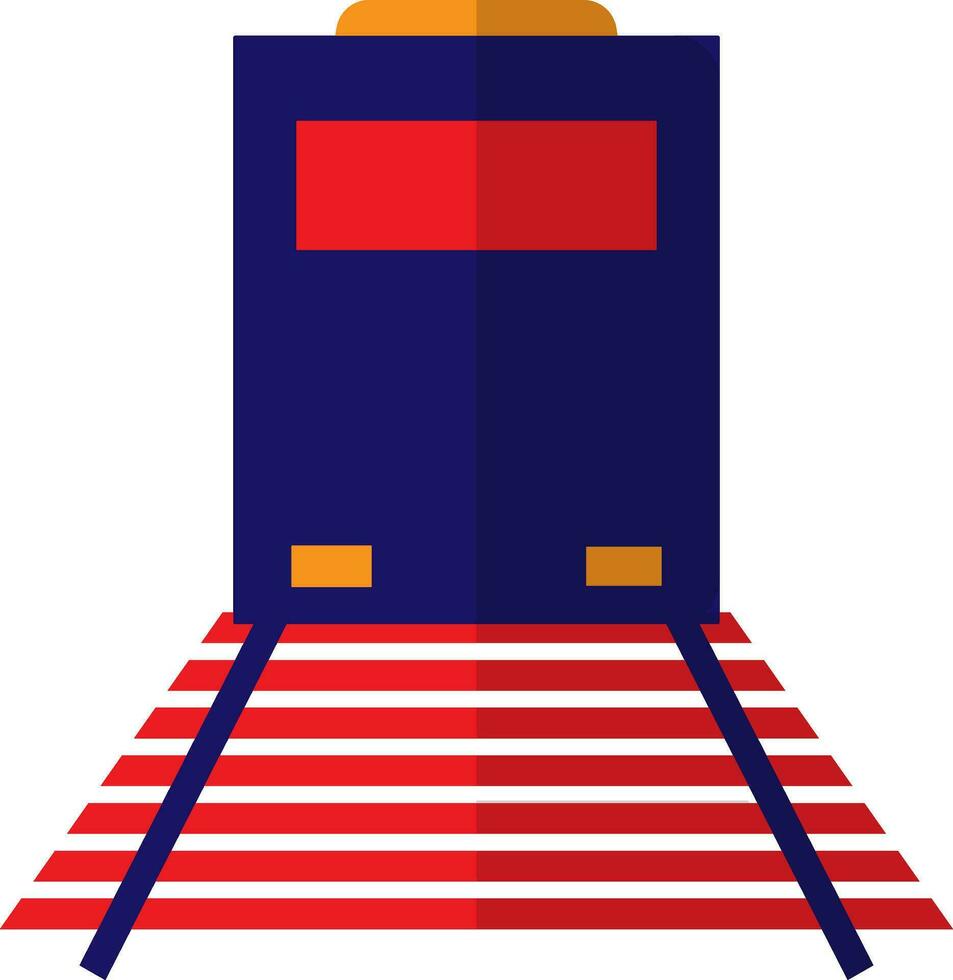 Blue orange and red train in flat style. vector